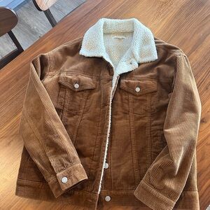PacSun Brown Corduroy Jacket with Cream Sherpa Lining